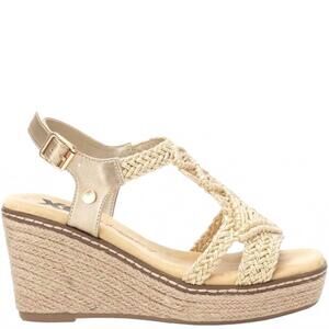 NEW XTI women's textile open toe sandals in gold textile